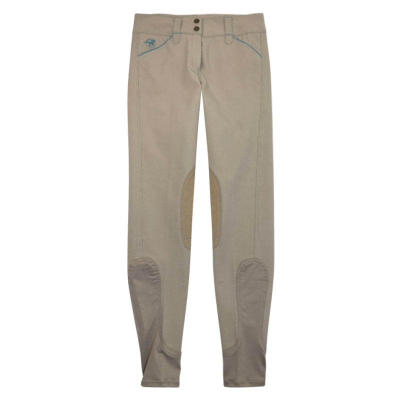 Smartpak Piper Knee Patch Breeches in Beige / Seafoam Green 