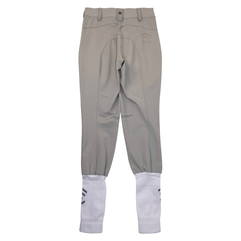Back of Aztec Diamond 'AD' Performance Breeches in Soft Grey