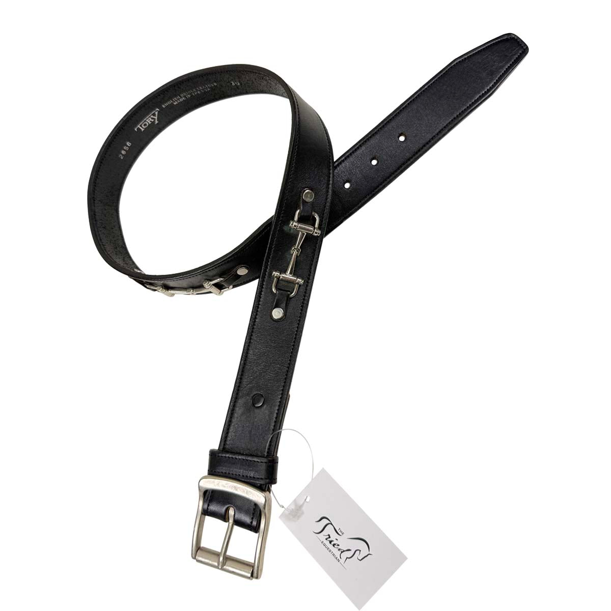 Tory Leather Wide Snaffle Bit Belt  in Black