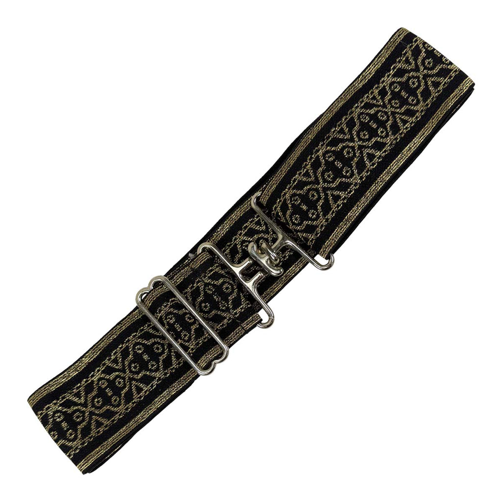 Elastic Stretch Belt in Black/Gold Jacquard