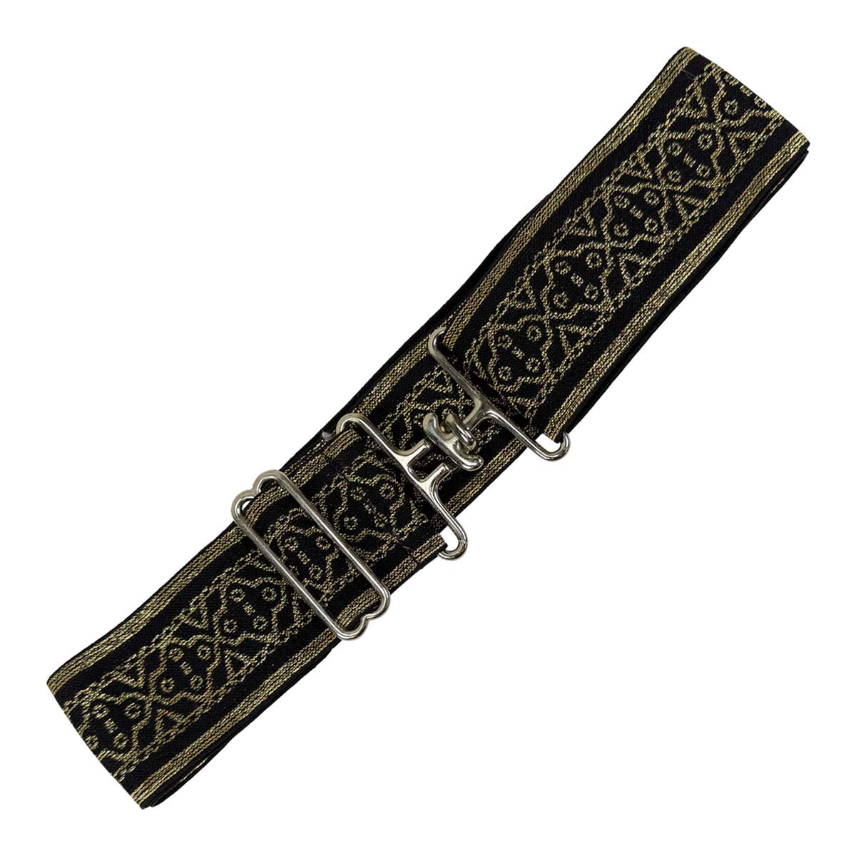 Elastic Stretch Belt in Black/Gold Jacquard