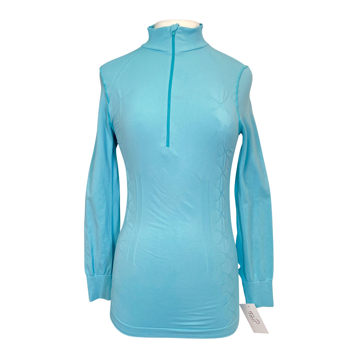 Goode Rider 1/2 Zip Seamless Shirt in Turquoise - Women's Medium