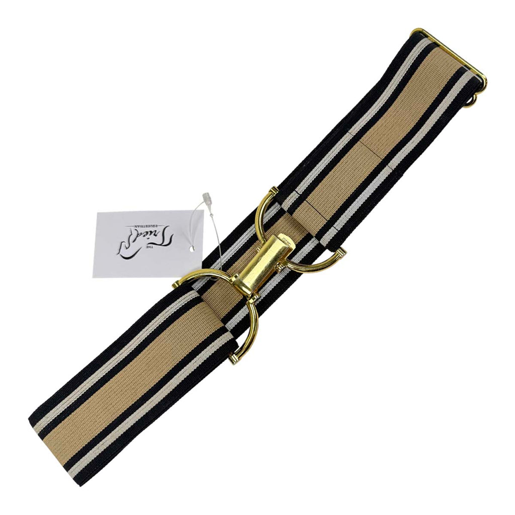 Bedford-Jones Belts Elastic D-Ring Belt in Tan/Black/White