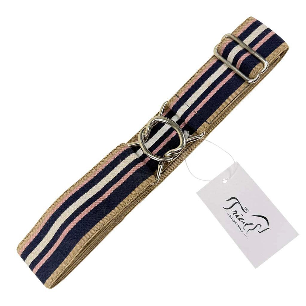 Bedford-Jones Belts Elastic Swizzle Belt in Tan/Navy/Pink
