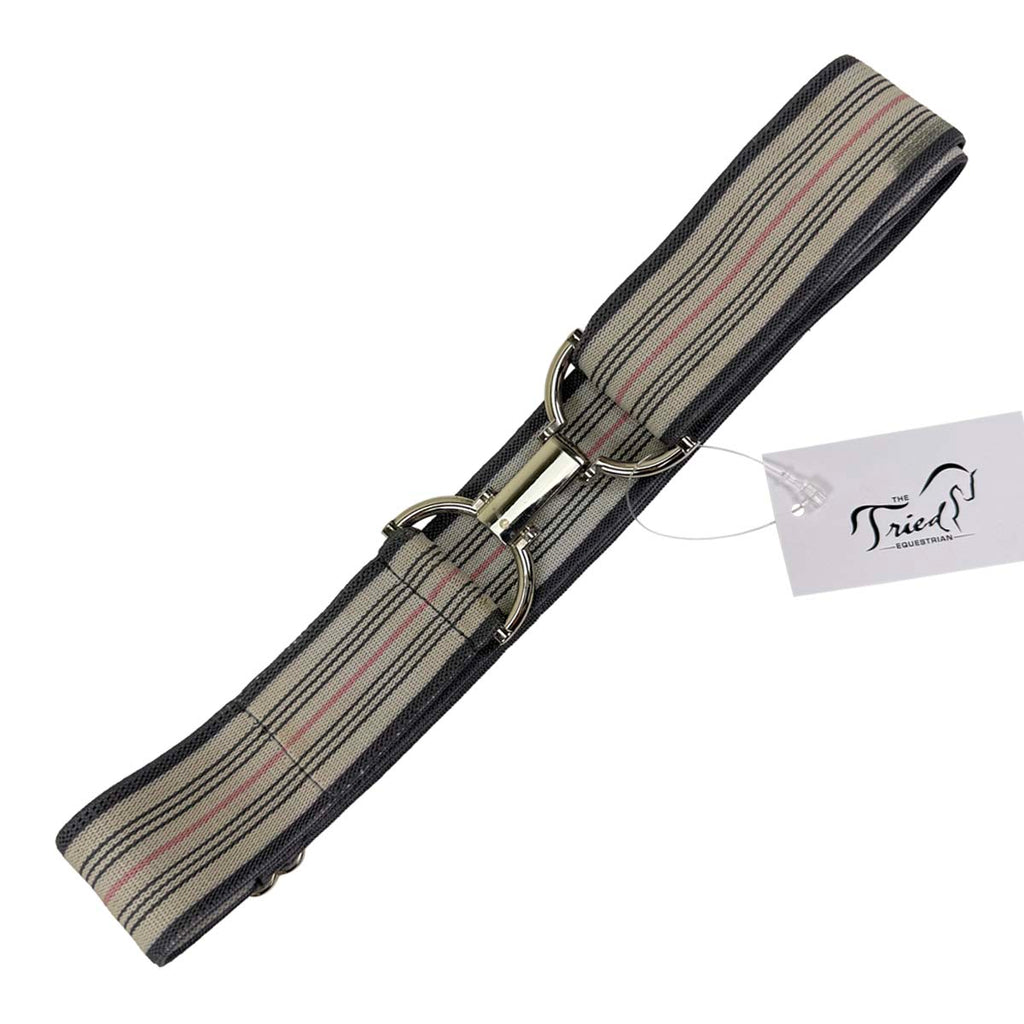 Bedford-Jones Belts Elastic D-Ring Belt in Cream/Grey/Pink