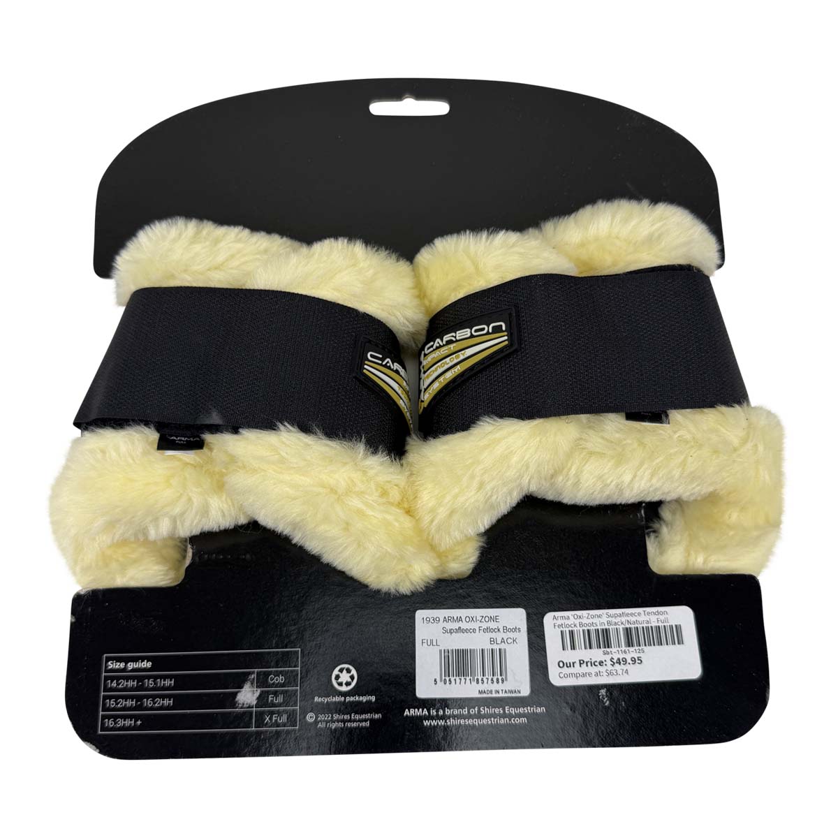 Arma 'Oxi-Zone' Supafleece Tendon Fetlock Boots in Black/Natural