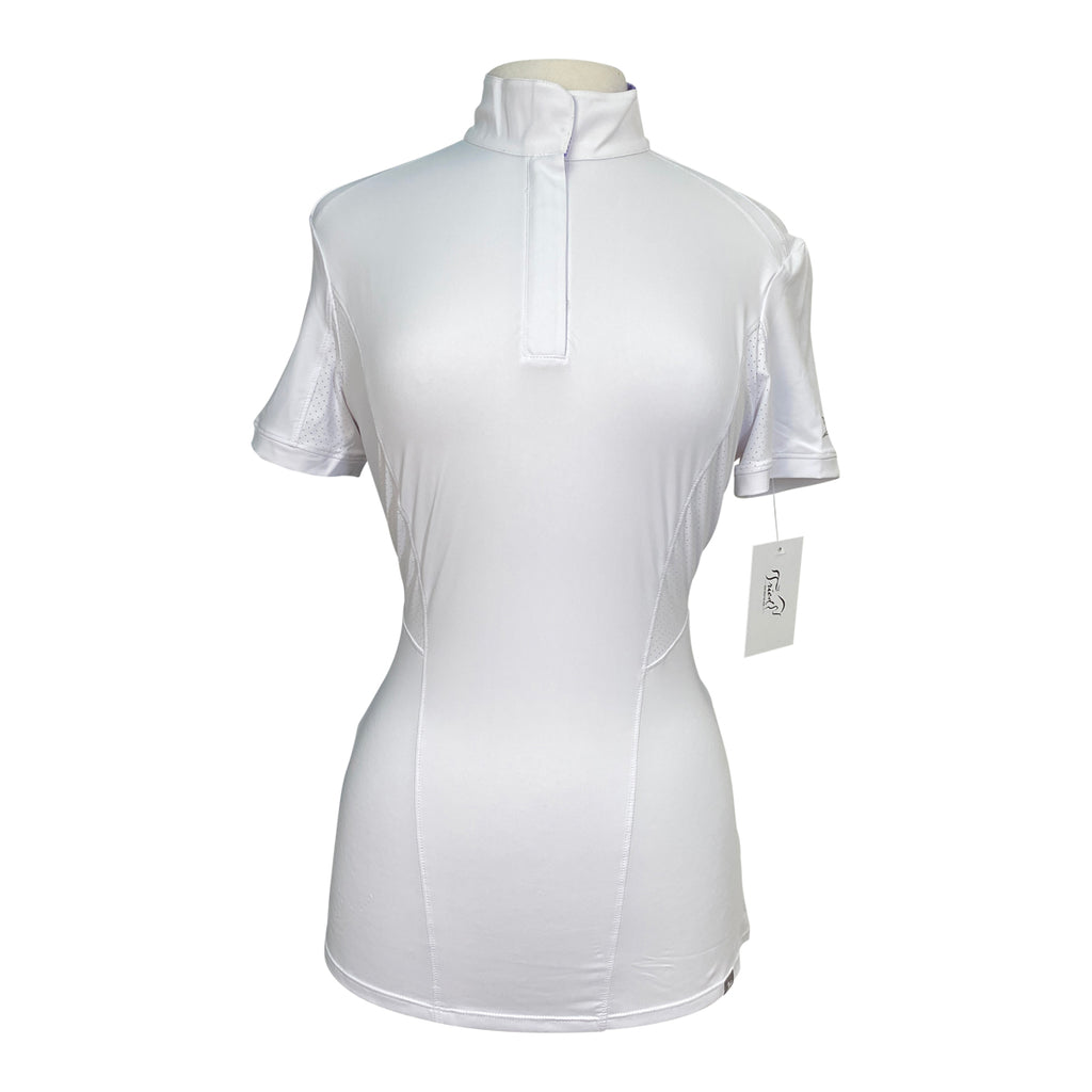 R.J. Classics 'Brynn' Short Sleeve Show Shirt in White/Purple Bits - Women's Medium