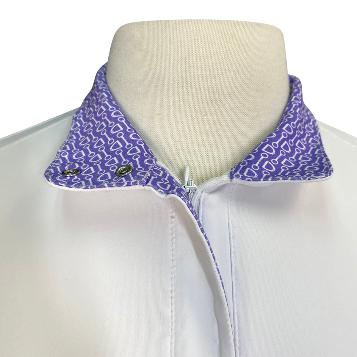 R.J. Classics 'Brynn' Short Sleeve Show Shirt in White/Purple Bits - Women's Small