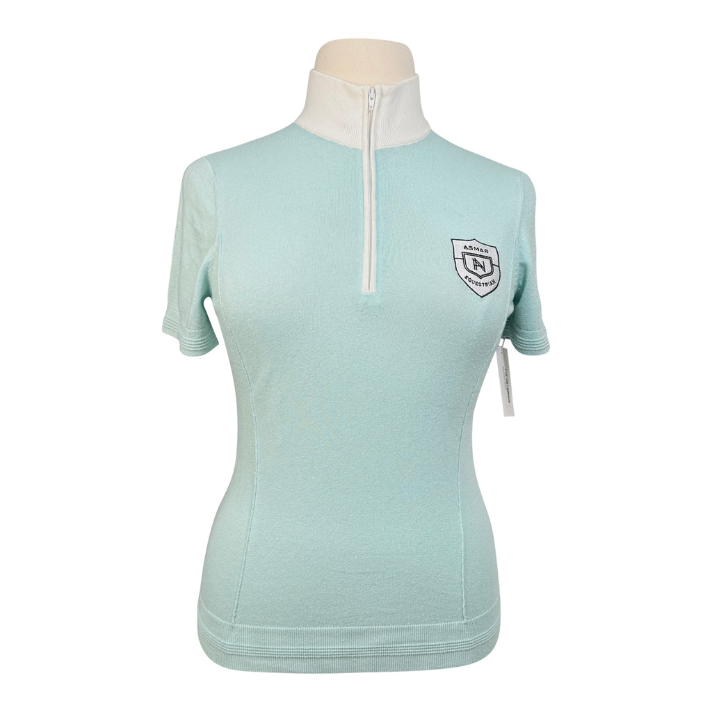 Asmar Equestrian Short Sleeve Sweater in Mint/White