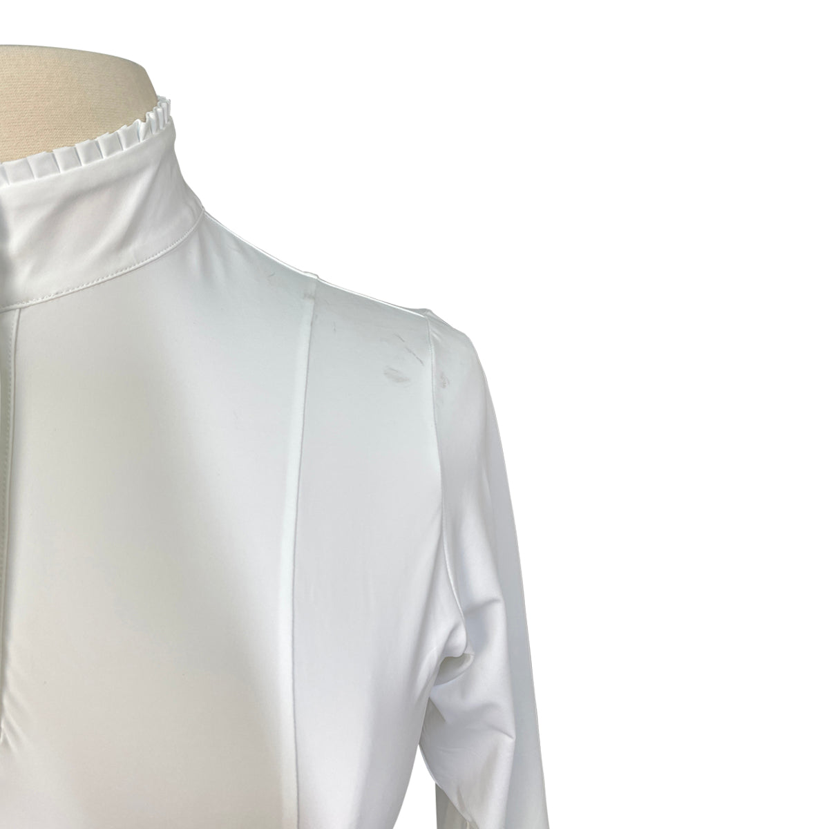 Hannah Childs 'Shelby' Ruffle Long Sleeve Show Shirt in White