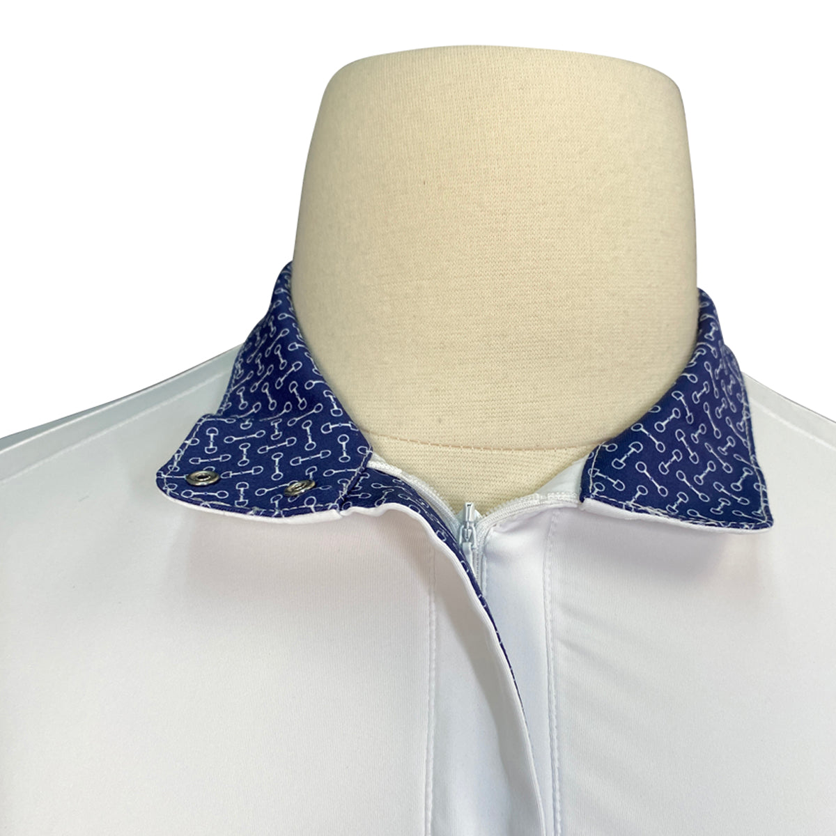 R.J. Classics 'Tori' Long Sleeve Show Shirt in White/Navy Bits - Women's Large