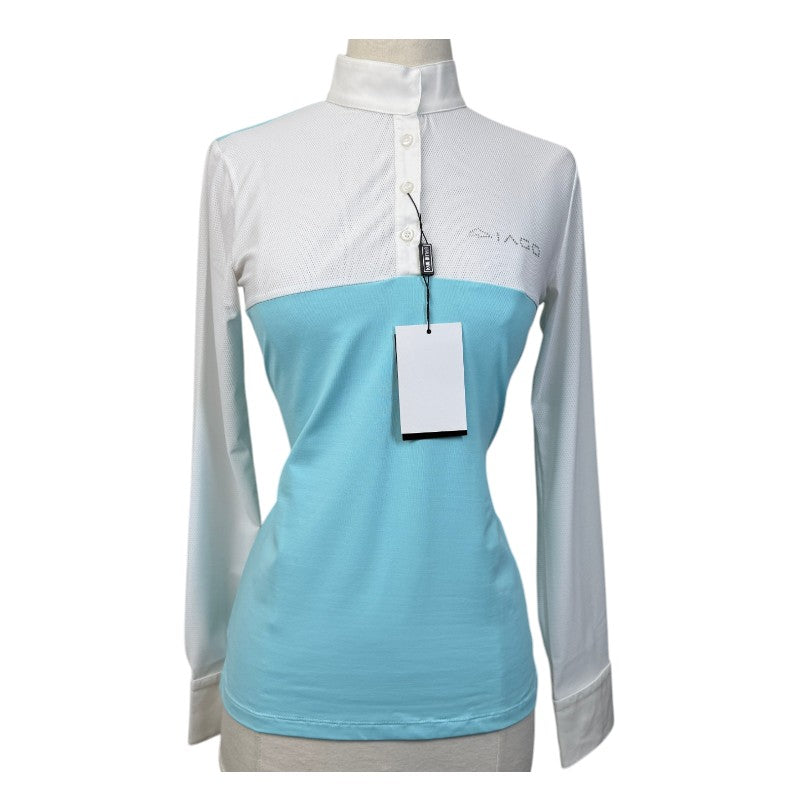 Iago Long Sleeve Competition Shirt in Electric Blue/White