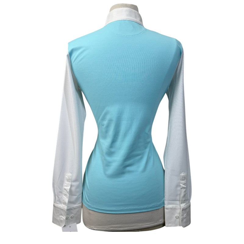 Iago Long Sleeve Competition Shirt in Electric Blue/White