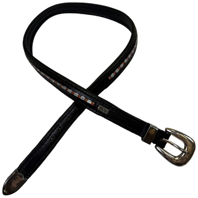 People On Horses Crystal Belt in Black/White/Orange