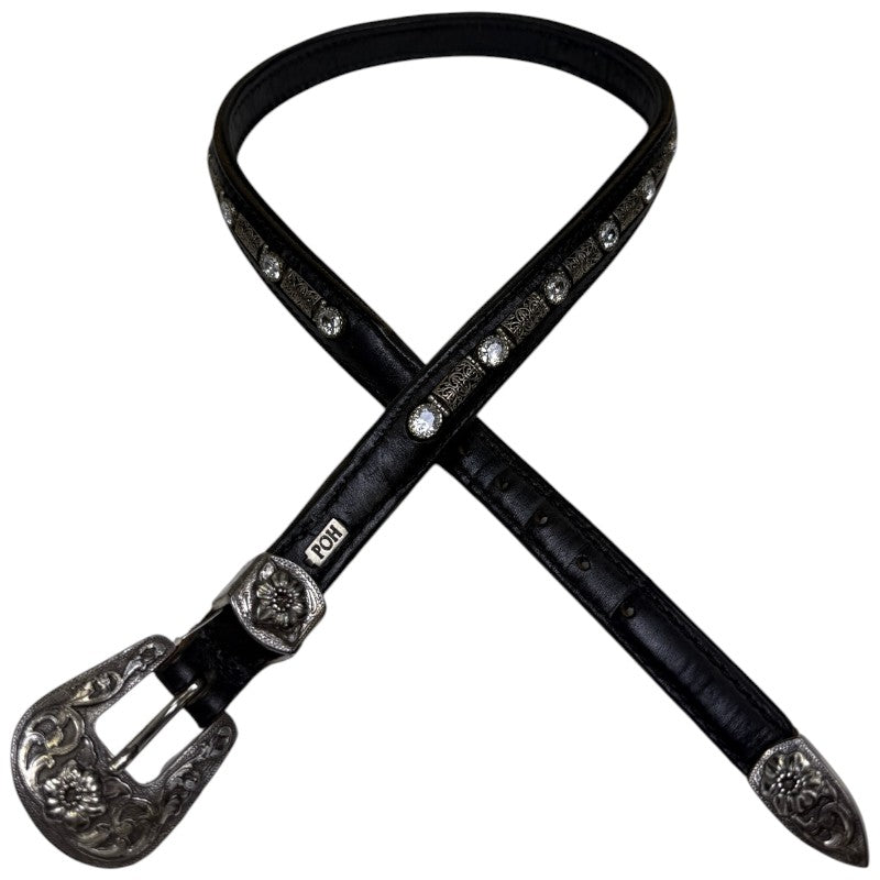 People On Horses Crystal Belt in Black/Silver/White