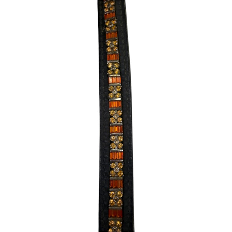 People On Horses Browband in Black/Orange