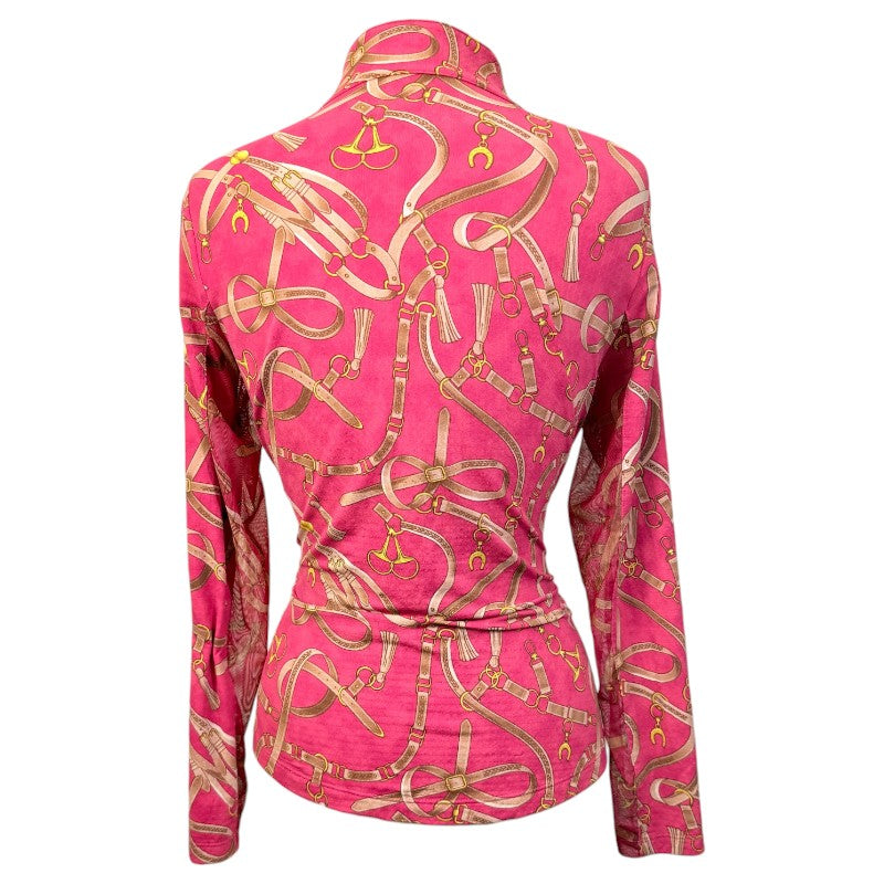 Ibkul Solid Long Sleeve Mock Neck Top in Red Tack