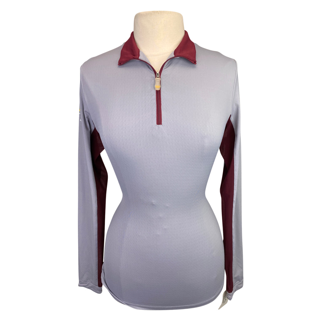 Front of Kastel 'Charlotte' Sun Shirt in Grey/Burgundy - Women's Small