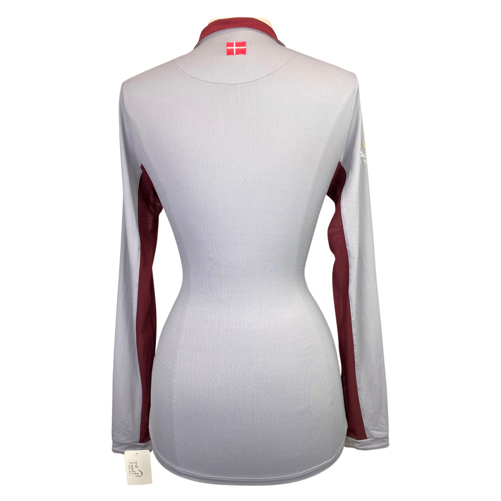 Back of Kastel 'Charlotte' Sun Shirt in Grey/Burgundy - Women's Small