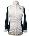 Asmar Equestrian Mesh Long Sleeve Show Shirt in White/Teal 