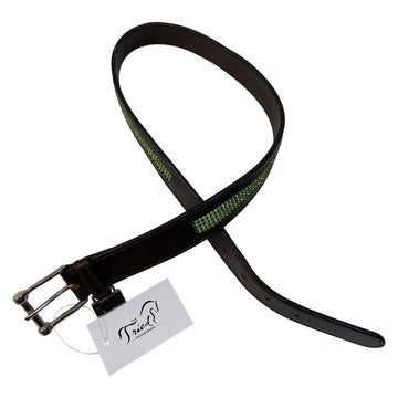 Equine Couture Bling Leather Belt in Brown/Green