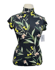 Kastel Charlotte Signature Short Sleeve Shirt in Black/Spring Leaves