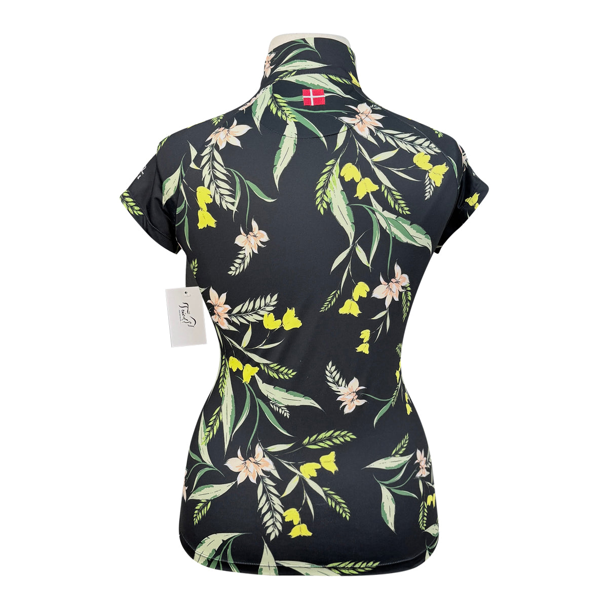 Kastel Charlotte Signature Short Sleeve Shirt in Black/Spring Leaves