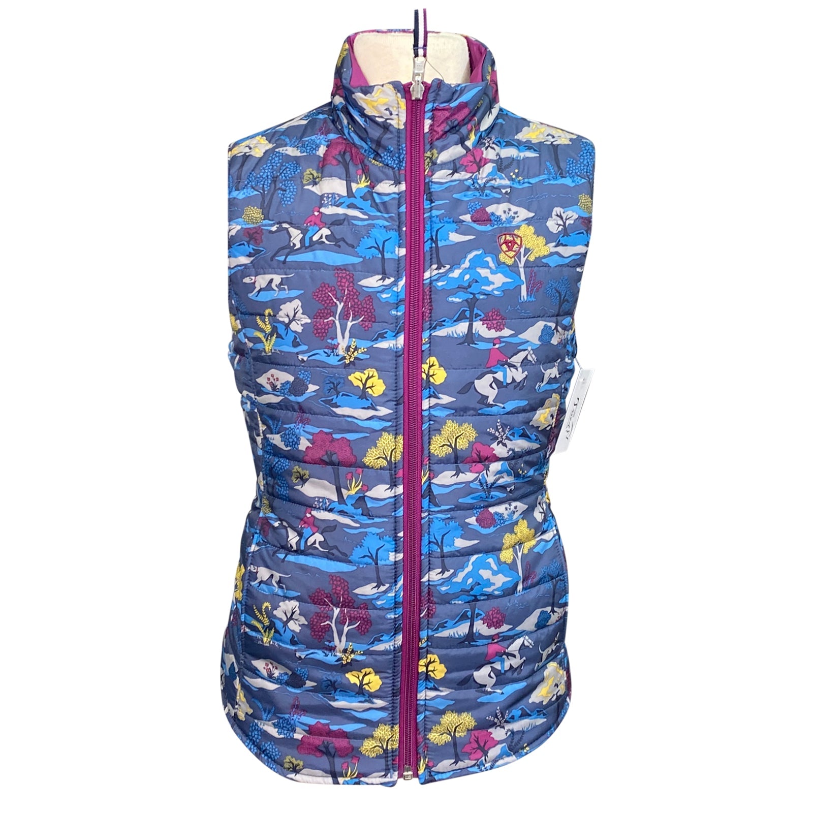 Ariat 'Emma' Reversible Vest in Purple/Fox Hunt Print - Children's XS