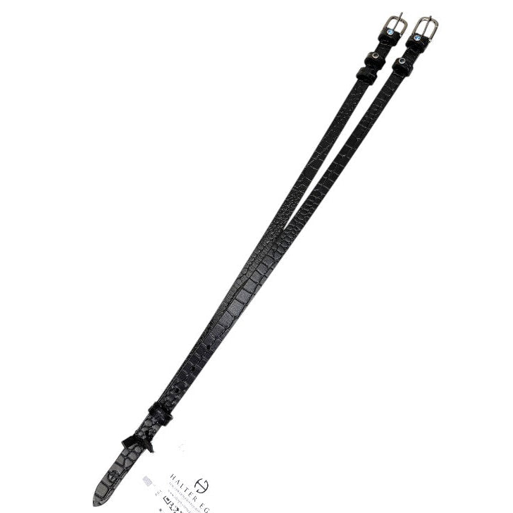 Halter Ego 'Doc Marten' Spur Straps in Black Croc