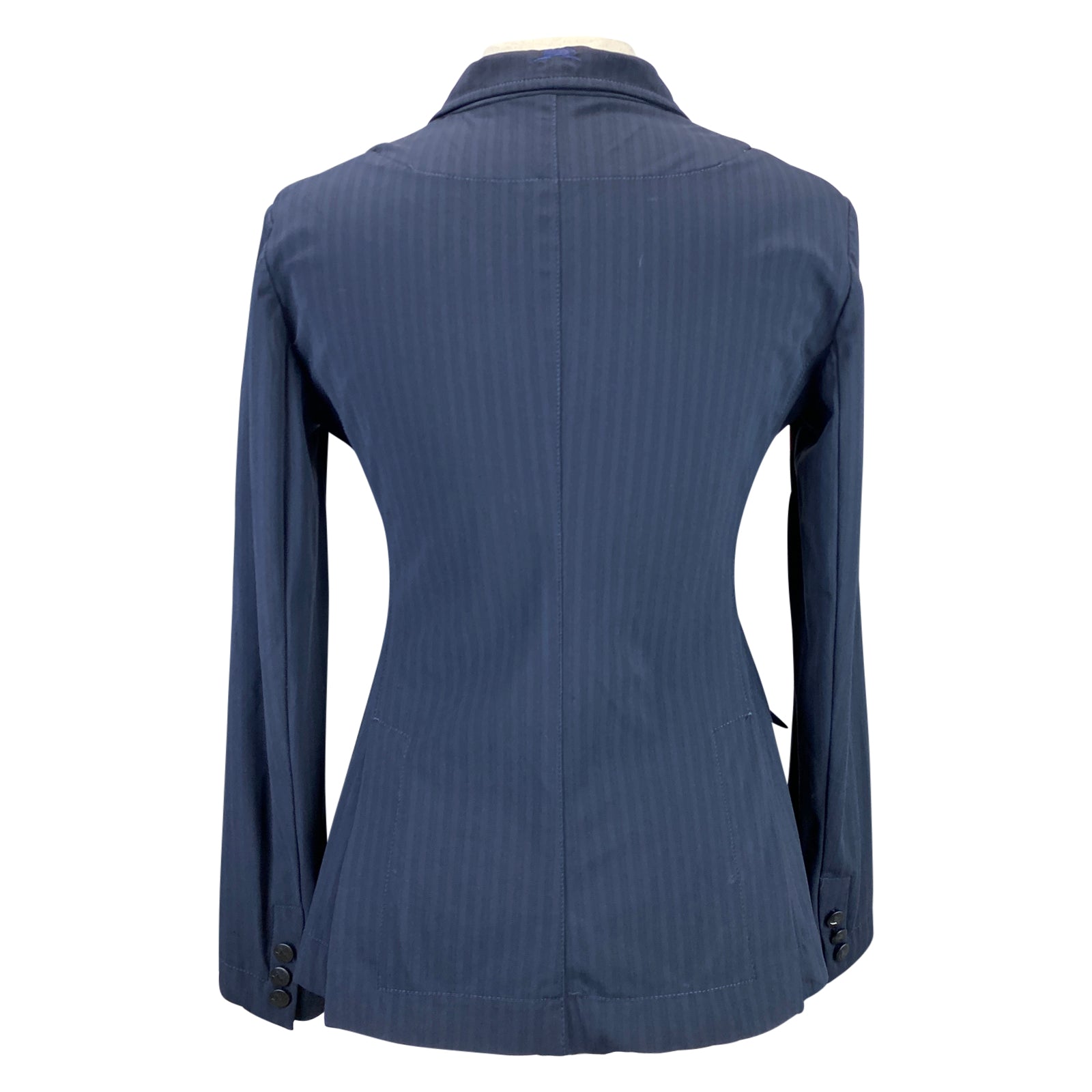 Back of RJ Classics 'Monterey' Orange Label Show Coat in Navy Stripes - Women's 12R