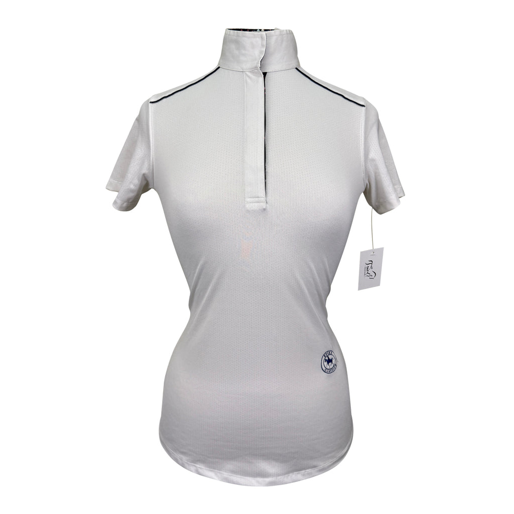 Essex Classics S/S Talent Yarn Show Shirt in White/Seahorses