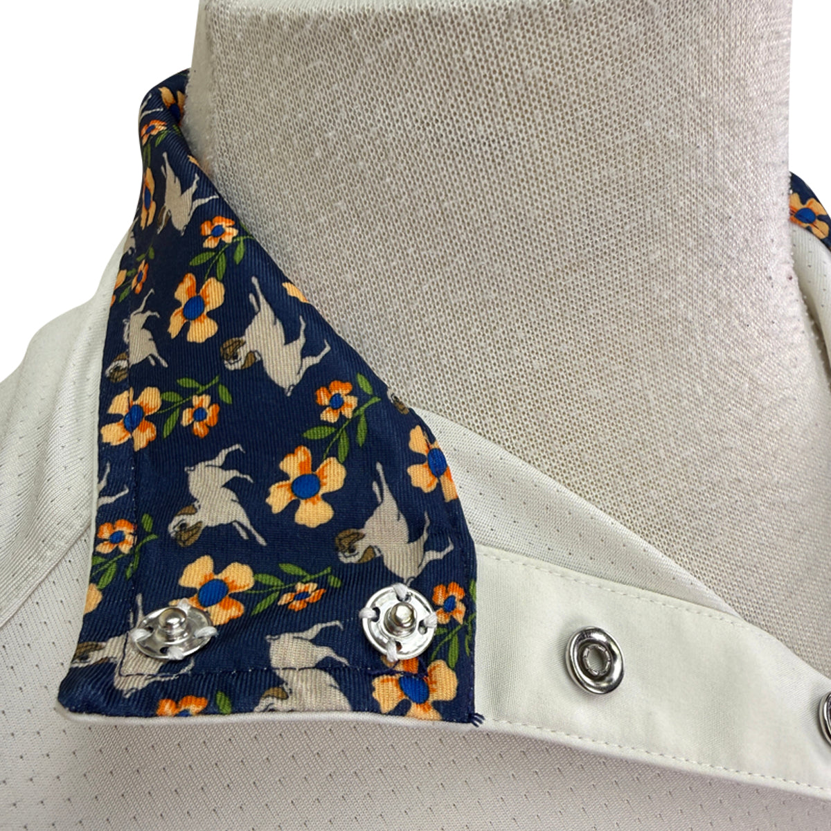 Essex Classics Talent Yarn Long Sleeve Show Shirt in White/Garden Pugs