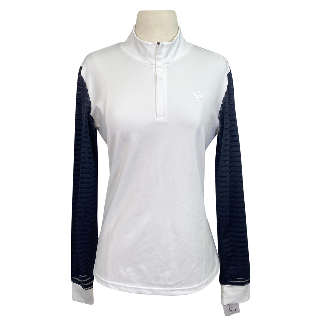 Horze 'Maya' Show Shirt in White/Black Sleeves - Women's US 12