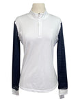 Horze 'Maya' Show Shirt in White/Black Sleeves - Women's US 12