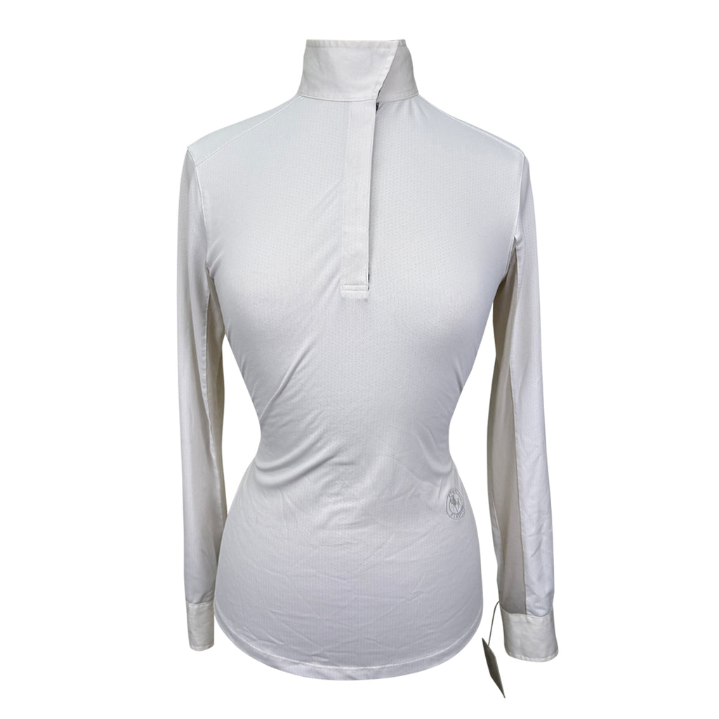 Essex Classics Talent Yarn Long Sleeve Show Shirt in White/Knights Horses