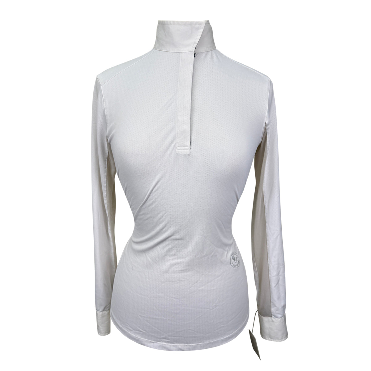 Essex Classics Talent Yarn Long Sleeve Show Shirt in White/Knights Horses