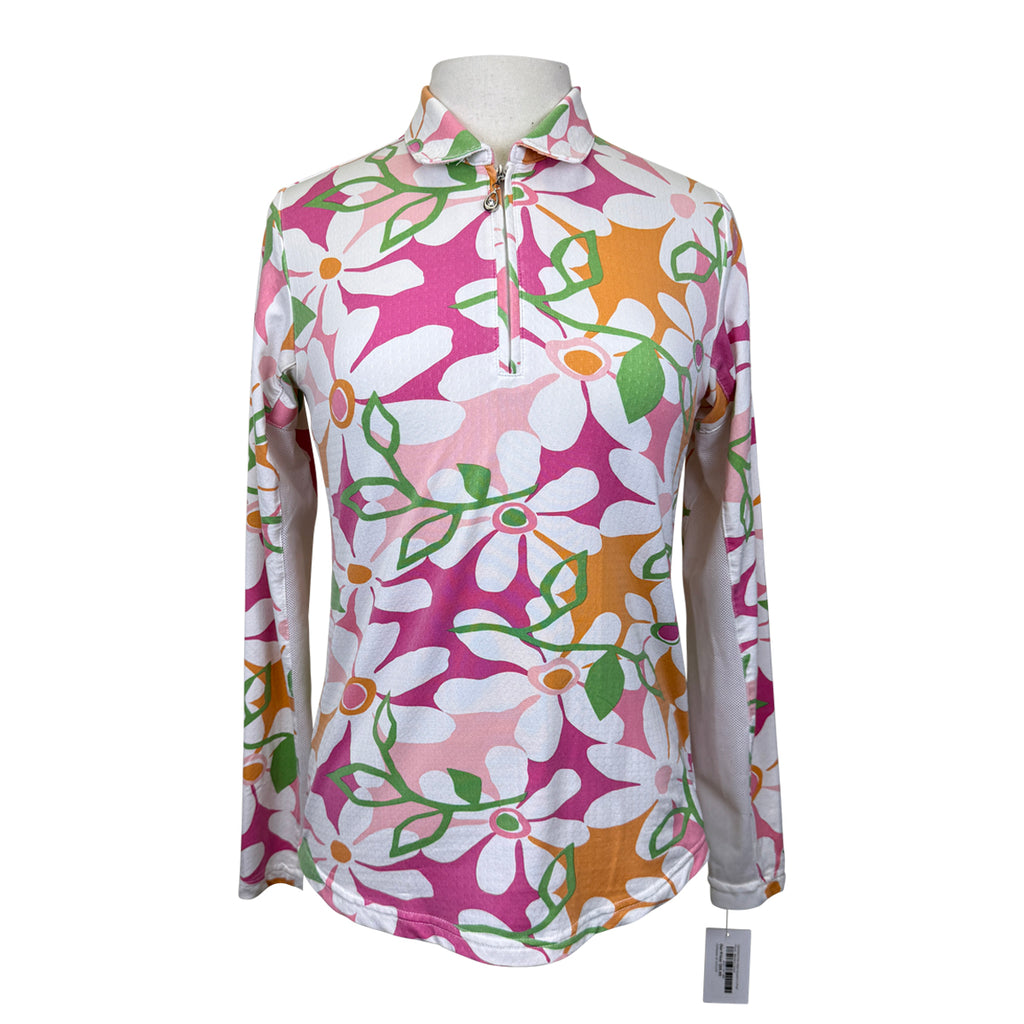 SanSoleil Polo Style Sunshirt in Pink Floral 