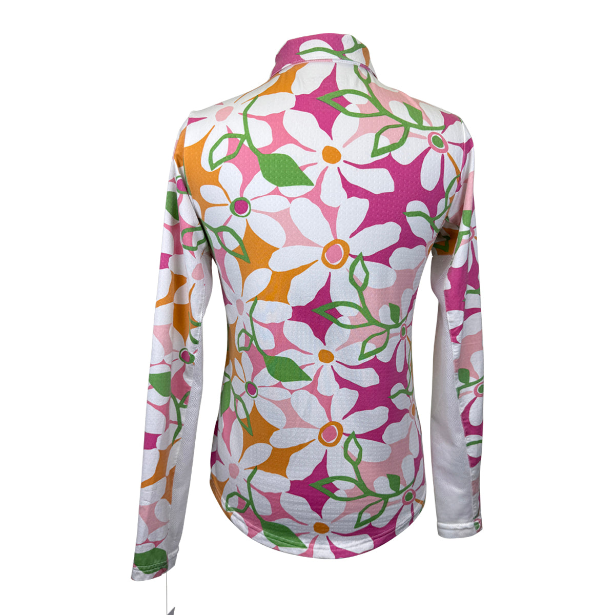 SanSoleil Polo Style Sunshirt in Pink Floral 