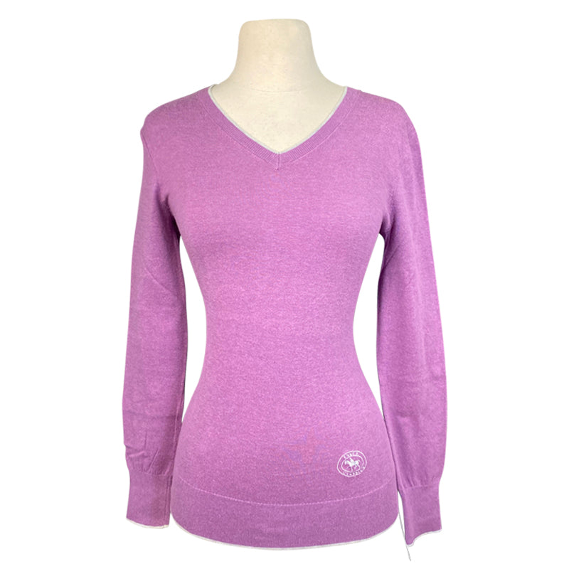 Essex Classics 'Trey' V-Neck Sweater in Berry/Grey