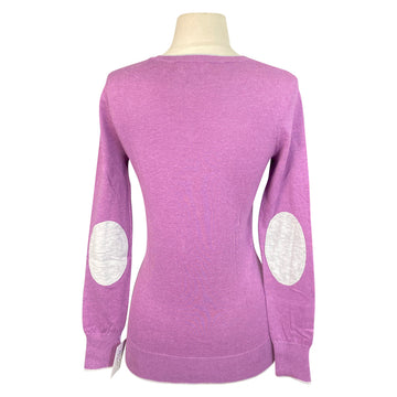 Back of Essex Classics 'Trey' V-Neck Sweater in Berry/Grey