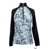 Kastel Long Sleeve 1/2 Zip Raglan Shirt in Floral Sage/Black