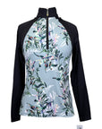 Kastel Long Sleeve 1/2 Zip Raglan Shirt in Floral Sage/Black
