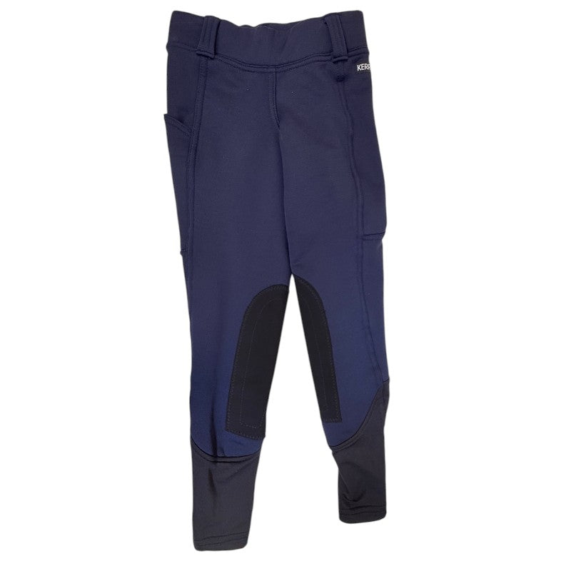 Kerrits Kids Fleece Knee Patch Tights in Navy Microcheck