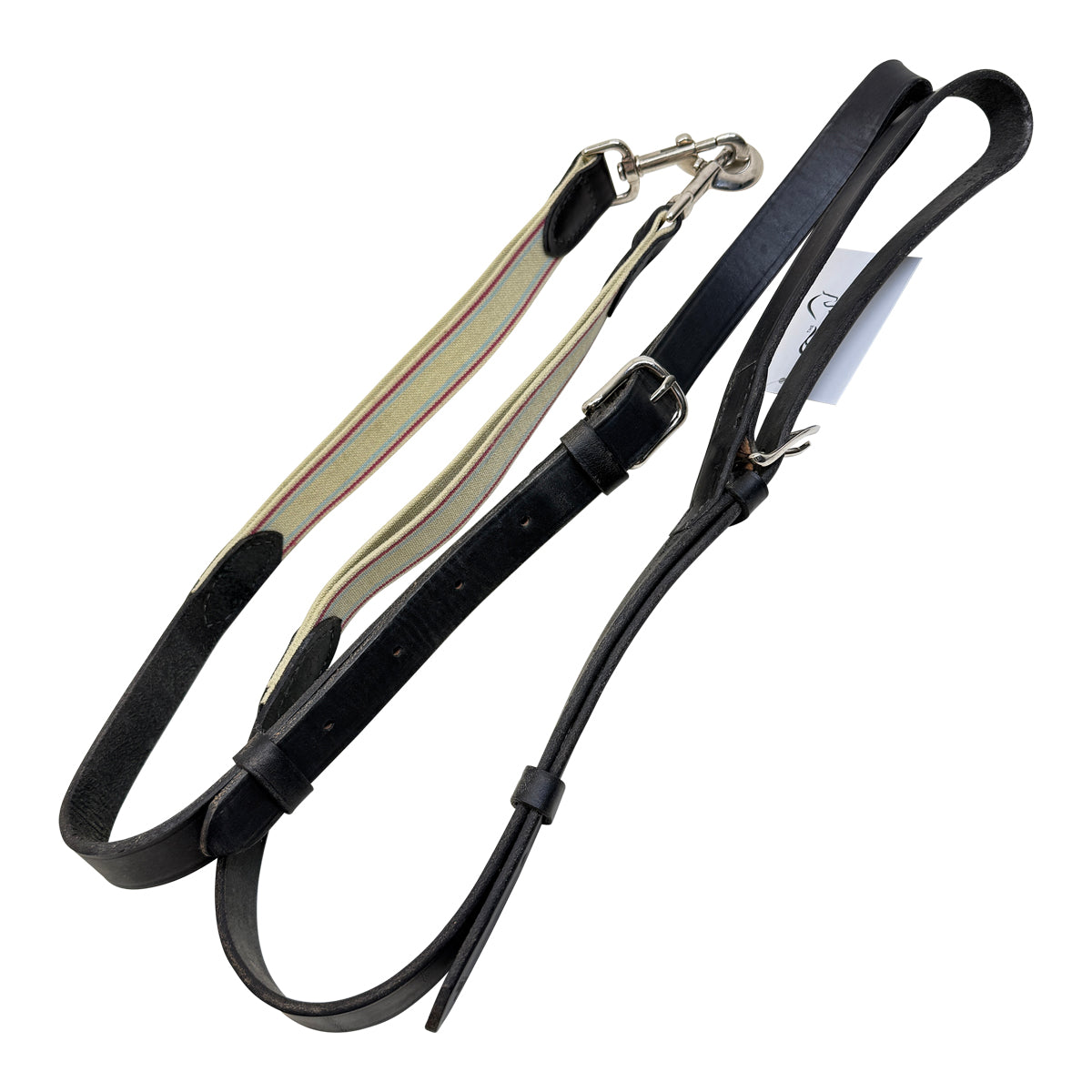 Tory Leather Elastic Side Reins in Black/Tan - Full
