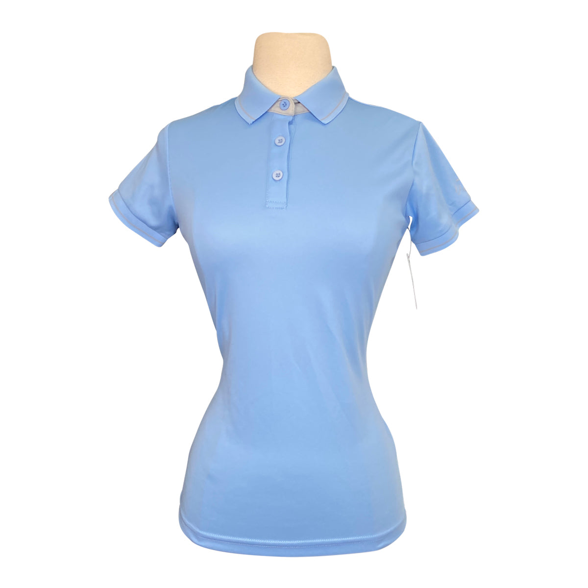 HKM 'Classico' Sleeveless Polo Shirt in Light Blue w/Grey Accents