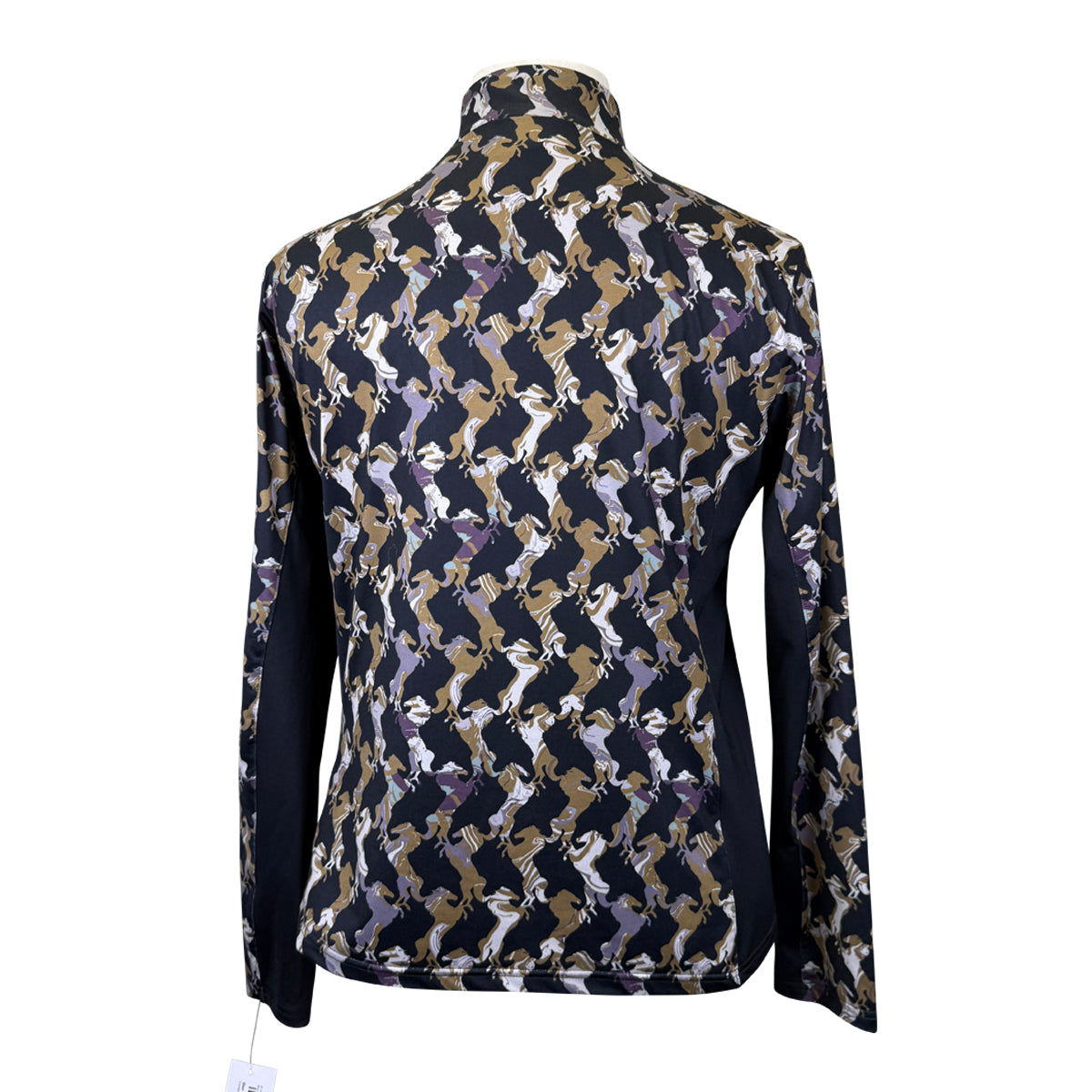Arista Equestrian 'Luxe' 1/4 Zip Shirt in Black/Multi Horses