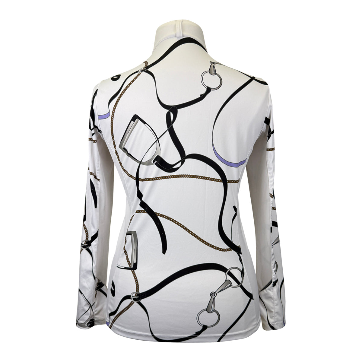 Arista Equestrian 1/4 Zip Shirt in White/Leather Tack