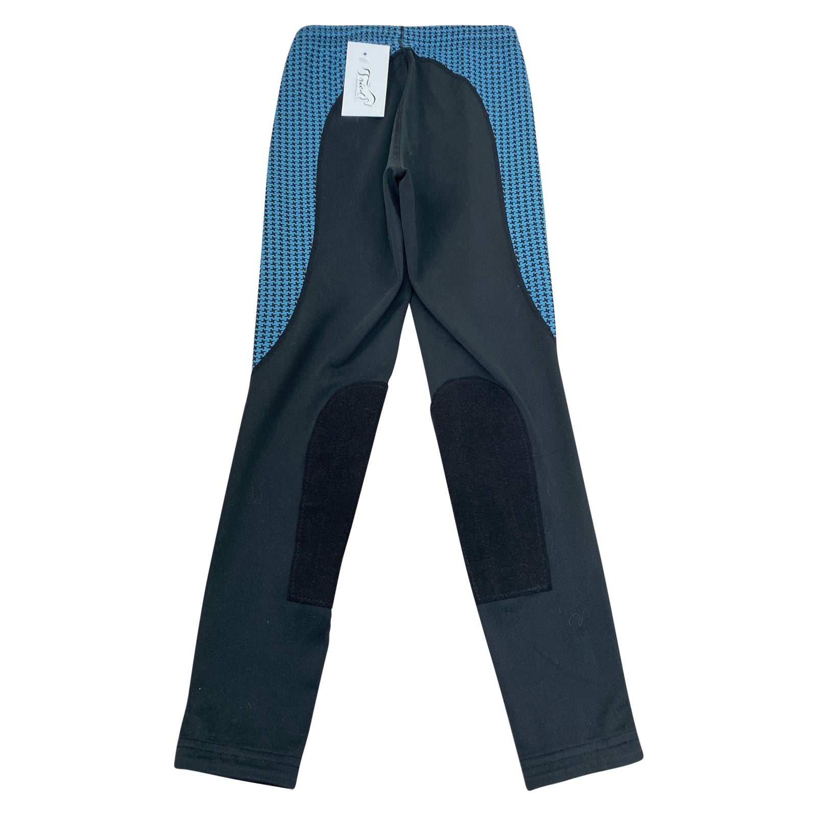 Back of Kerrits Performance Knee Patch Tights in Blue Houndstooth