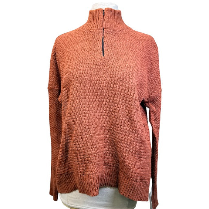 Hannah Child's 'Sassy' Boyfriend 1/4 Zip Sweater in Russet - Women's XS