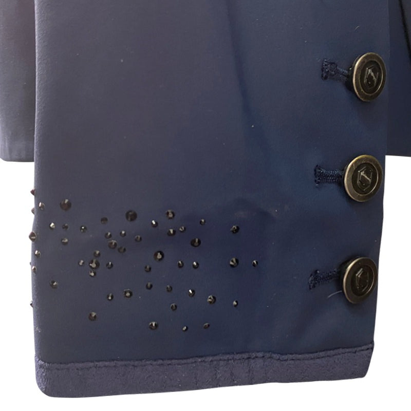 Close up of Samshield 'Victorine' Crystal Fabric Competition Jacket in Navy